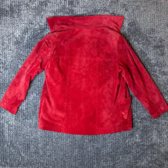 Vtg St. Johns Bay Womens Red Genuine Suede Leather Jacket Petite Medium - Picture 12 of 14